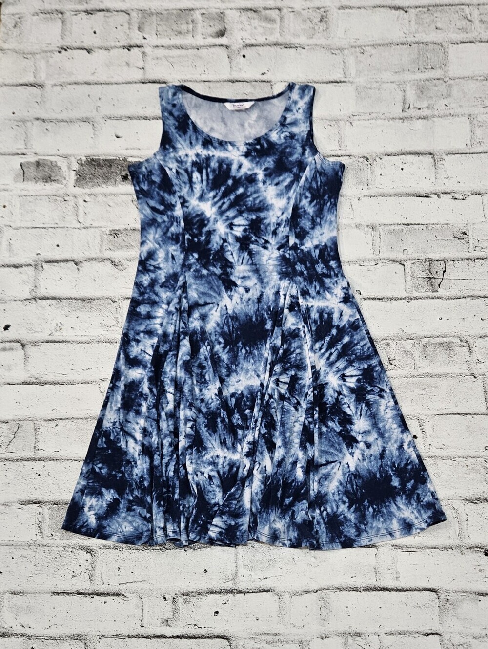 TanJay Petite Blue Tie Dye Sleeveless Fit and Flare Dress Size 6P